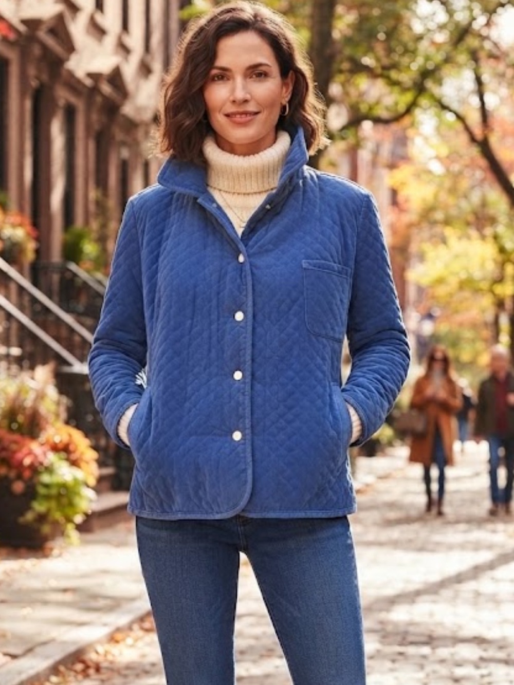 Vintage Talbots Blue Quilted Snap Closure Jacket